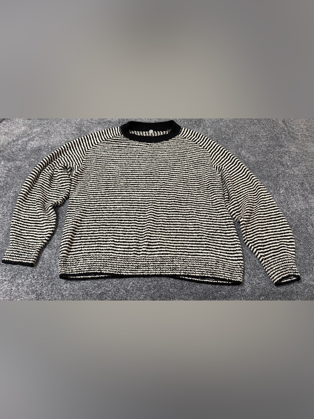 Margaret O'Leary Black and White Striped Crewneck Sweater